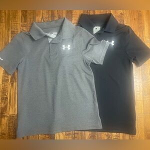 Under Armour Charcoal Gray and Black Polo Shirts
